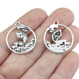 10Pieces 22*25mm Round Hollow Wave Fish Charm Cute Earring Pendant Bracelet Necklace Accessories DIY Craft Finding