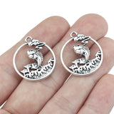 10Pieces 22*25mm Round Hollow Wave Fish Charm Cute Earring Pendant Bracelet Necklace Accessories DIY Craft Finding