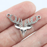 10Pieces 23*34mm Mixed Alloy Antique Silver Color Deer Head Charms Bracelet Pendant Accessory For DIY Jewelry Making