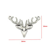 10Pieces 23*34mm Mixed Alloy Antique Silver Color Deer Head Charms Bracelet Pendant Accessory For DIY Jewelry Making