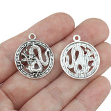 10Pieces 27*23mm Mixed Alloy Antique Silver Color Dragon Wicca Charms Keychain Pendant Accessory For DIY Jewelry Making