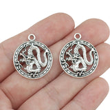10Pieces 27*23mm Mixed Alloy Antique Silver Color Dragon Wicca Charms Keychain Pendant Accessory For DIY Jewelry Making
