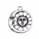 10pcs 24x24mm Antique Silver Color Moon Sun Charms Pendant For Jewelry Making DIY Jewelry Findings