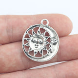 10pcs 24x24mm Antique Silver Color Moon Sun Charms Pendant For Jewelry Making DIY Jewelry Findings