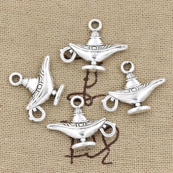 15pcs Charms Aladdin Magic Lamp Genie 22x18mm Antique Making Pendant Vintage Tibetan Bronze Silver Color DIY Handmade Jewelry