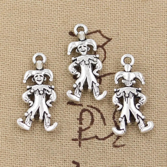 10pcs Charms Clown Joker Jester 25x12mm Antique Making Pendant fit,Vintage Tibetan Bronze Silver color,DIY Handmade Jewelry