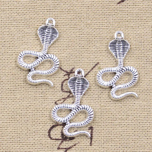 10pcs Charms Cobra Snake 28x17mm Antique Silver Color Pendants Making DIY Handmade Tibetan Finding Jewelry