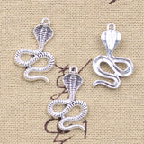 10pcs Charms Cobra Snake 28x17mm Antique Silver Color Pendants Making DIY Handmade Tibetan Finding Jewelry