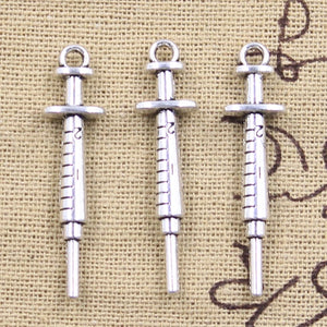 10pcs Charms Doctor Nurse Syringe 36x9mm Antique Silver Color Pendants Making DIY Handmade Tibetan Finding Jewelry