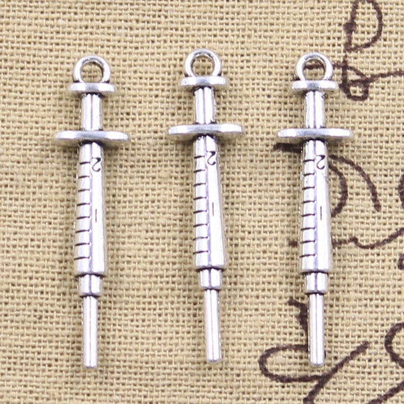 10pcs Charms Doctor Nurse Syringe 36x9mm Antique Silver Color Pendants Making DIY Handmade Tibetan Finding Jewelry