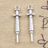 10pcs Charms Doctor Nurse Syringe 36x9mm Antique Silver Color Pendants Making DIY Handmade Tibetan Finding Jewelry
