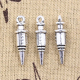 10pcs Charms Doctor Syringe Nurse Injector 25x6x6mm Antique Silver Color Pendants Making DIY Handmade Tibetan Finding Jewelry
