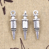 10pcs Charms Doctor Syringe Nurse Injector 25x6x6mm Antique Silver Color Pendants Making DIY Handmade Tibetan Finding Jewelry