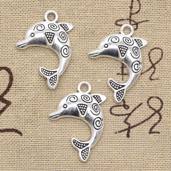 15pcs Charms Dolphin 24x30mm Antique Pendant Fit Vintage Tibetan Silver Color DIY Handmade Jewelry