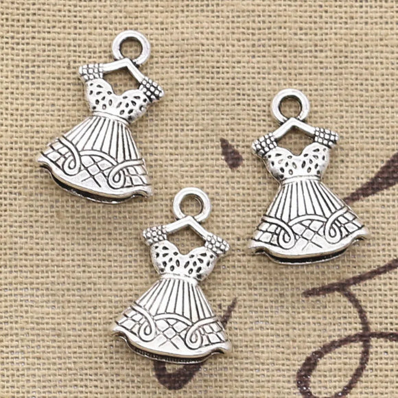 10pcs Charms Double Sided Dress Skirt 22x15mm Antique Making Pendant fit,Vintage Tibetan Silver color,DIY Handmade Jewelry