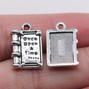 10pcs Charms Fairy Tales Book Once Upon A Time 18x12mm Antique Silver Color Pendants Making DIY Handmade Tibetan Finding Jewelry