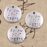 10pcs Charms Follow Your Heart Love Luck Hope Inspire 20x20mm Antique Silver Color Pendants Making DIY Tibetan Finding Jewelry