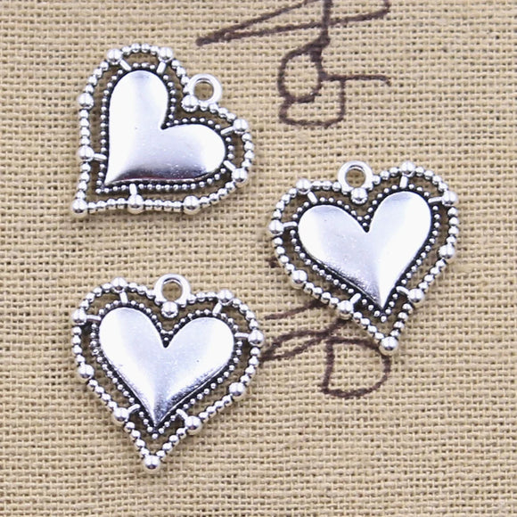 10pcs Charms Heart 20x20mm Antique Silver Color Pendants Making DIY Handmade Tibetan Finding Jewelry