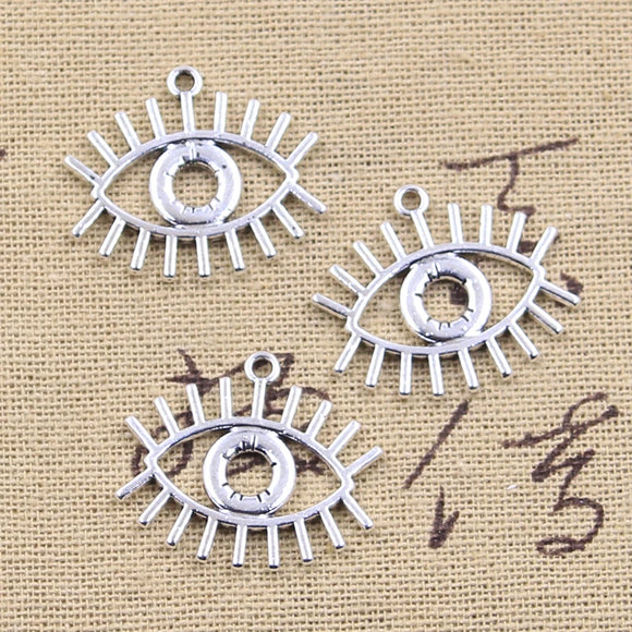 10pcs Charms Hollow Eye 22x26mm Antique Silver Color Pendants Making DIY Handmade Tibetan Finding Jewelry