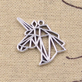 10pcs Charms Hollow Horse Unicorn 25x24mm Antique Silver Color Pendants Making DIY Handmade Tibetan Finding Jewelry