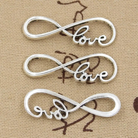 10pcs Charms Infinity Love Connector 39x15mm Antique Making Pendant fit,Vintage Tibetan Bronze Silver color,DIY Handmade Jewelry