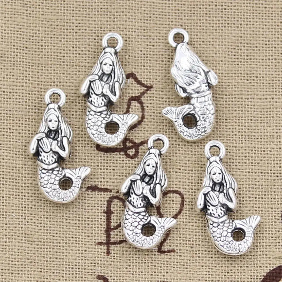 10pcs Charms Mermaid 22x12mm Antique Tibetan Bronze Silver Color Pendant Finding Accessories DIY Vintage Choker Handmade Jewelry