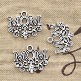 10pcs Charms Mom Flower 18x22mm Antique Silver Color Plated Pendants Making DIY Handmade Tibetan Silver Color Finding Jewelry