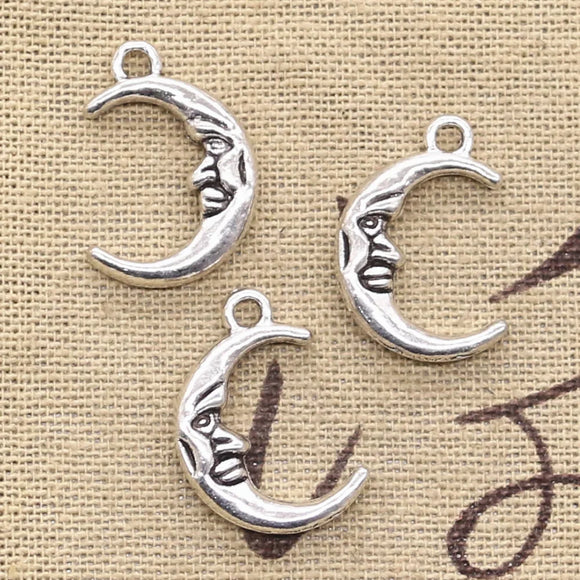 20pcs Charms Moon Face 21x15mm Antique Making Pendant fit,Vintage Tibetan Bronze Silver color,DIY Handmade Jewelry