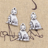 10pcs Charms Mother Baby Cat 22x15mm Antique Silver Color Pendants Making DIY Handmade Tibetan Finding Jewelry