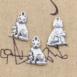 10pcs Charms Mother Baby Cat 22x15mm Antique Silver Color Pendants Making DIY Handmade Tibetan Finding Jewelry