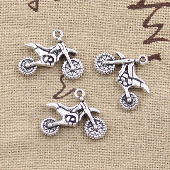 15pcs Charms Motorcycle Motorcross 17x23mm Antique Making Pendant fit,Vintage Tibetan Silver color,DIY Handmade Jewelry