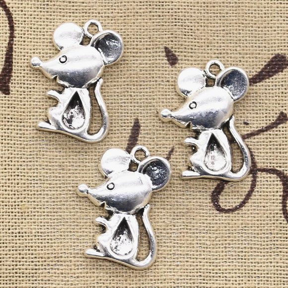 10pcs Charms Mouse 24x18mm Antique Pendant Fit Vintage Tibetan Bronze Silver Color DIY Handmade Jewelry