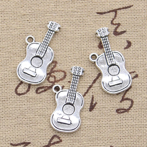 10pcs Charms Music Guitar 25x12mm Antique Making Pendant fit,Vintage Tibetan Silver color,DIY Handmade Jewelry
