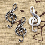 10pcs Charms Musical Note 33x15mm Antique Silver Color Plated Pendants Making DIY Handmade Tibetan Silver Color Finding Jewelry