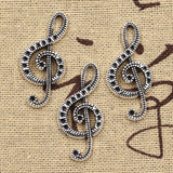 10pcs Charms Musical Note 33x15mm Antique Silver Color Plated Pendants Making DIY Handmade Tibetan Silver Color Finding Jewelry