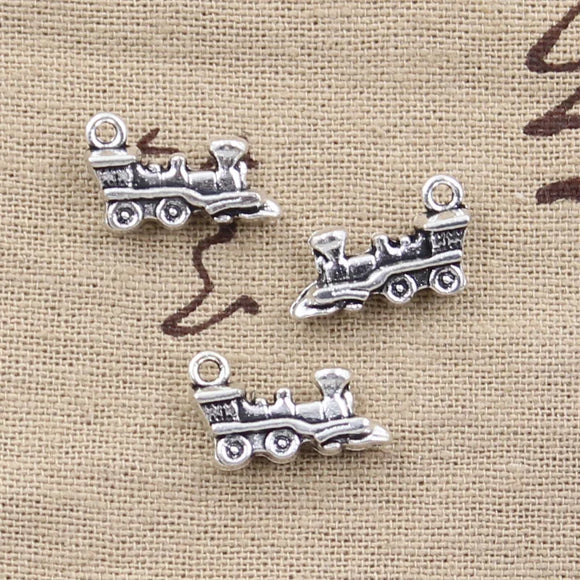 10pcs Charms Old Fashioned Train 17x12mm Antique Silver Color Pendants Making DIY Handmade Tibetan Finding Jewelry