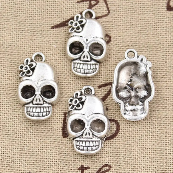 10pcs Charms Skeleton Skull 21x13mm Antique Tibetan Bronze Silver Color Pendant Findings Accessories DIY Vintage Choker Jewelry