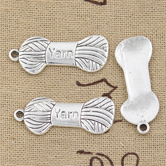 10pcs Charms Yarn Skein Knit Crochet 31x12mm Antique Pendant fit,Vintage Tibetan Silver color,DIY Handmade Jewelry