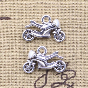 10pcs Charms motor motorcycle 13x20mm Antique Silver Color Pendants Making DIY Handmade Tibetan Finding Jewelry