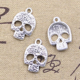 10pcs Charms skull skeleton head 24x16mm Antique Silver Color Pendants Making DIY Handmade Tibetan Finding Jewelry