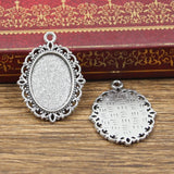 10pcs New Fashion 18x13mm Inner Size Antique Bronze Silver Color Classic Oval Flower Style Cabochon Base Setting Charms Pendant