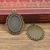 10pcs New Fashion 18x13mm Inner Size Antique Bronze Silver Color Classic Oval Flower Style Cabochon Base Setting Charms Pendant