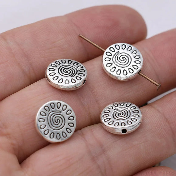 10pcs Silver Plated Whirl Loose Spacer Beads for Jewelry Making Necklace Bracelet Accessories DIY Earrings Handmade 13mm