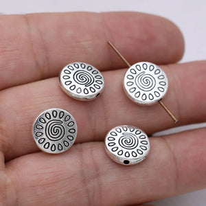 10pcs Silver Plated Whirl Loose Spacer Beads for Jewelry Making Necklace Bracelet Accessories DIY Earrings Handmade 13mm