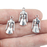 10pcs/lot 11*20mm Antique Silver Color Women Dress Charm Pendant For Girl DIY Keychain  Bracelet Jewelry Making ef3980