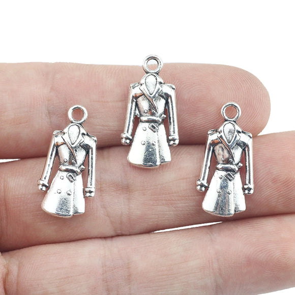 10pcs/lot 11*20mm Antique Silver Color Women Dress Charm Pendant For Girl DIY Keychain  Bracelet Jewelry Making ef3980