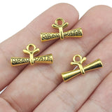 10pcs/lot 11*21mm Graduate Diploma Cham Antique Silver Gold Color Plated Pendants Making DIY Handmade Jewelry Accessories