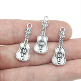 10pcs/lot  11*28mm  Antique Silver Color Alloy Guitar Charms  DIY  Bracelet Keychain Pendant Accessory Making Finding