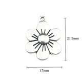 10pcs/lot 17*21.5mm Alloy Flower Charm Antique Silver Color Bloom Flower Charms Pendant For DIY Neckalce Jewelry Making