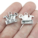 10pcs/lot 17*22mm Antique Silver Color Tool Hammer Saw Container Charm Pendant For DIY Necklace Bracelet Jewelry Accessories